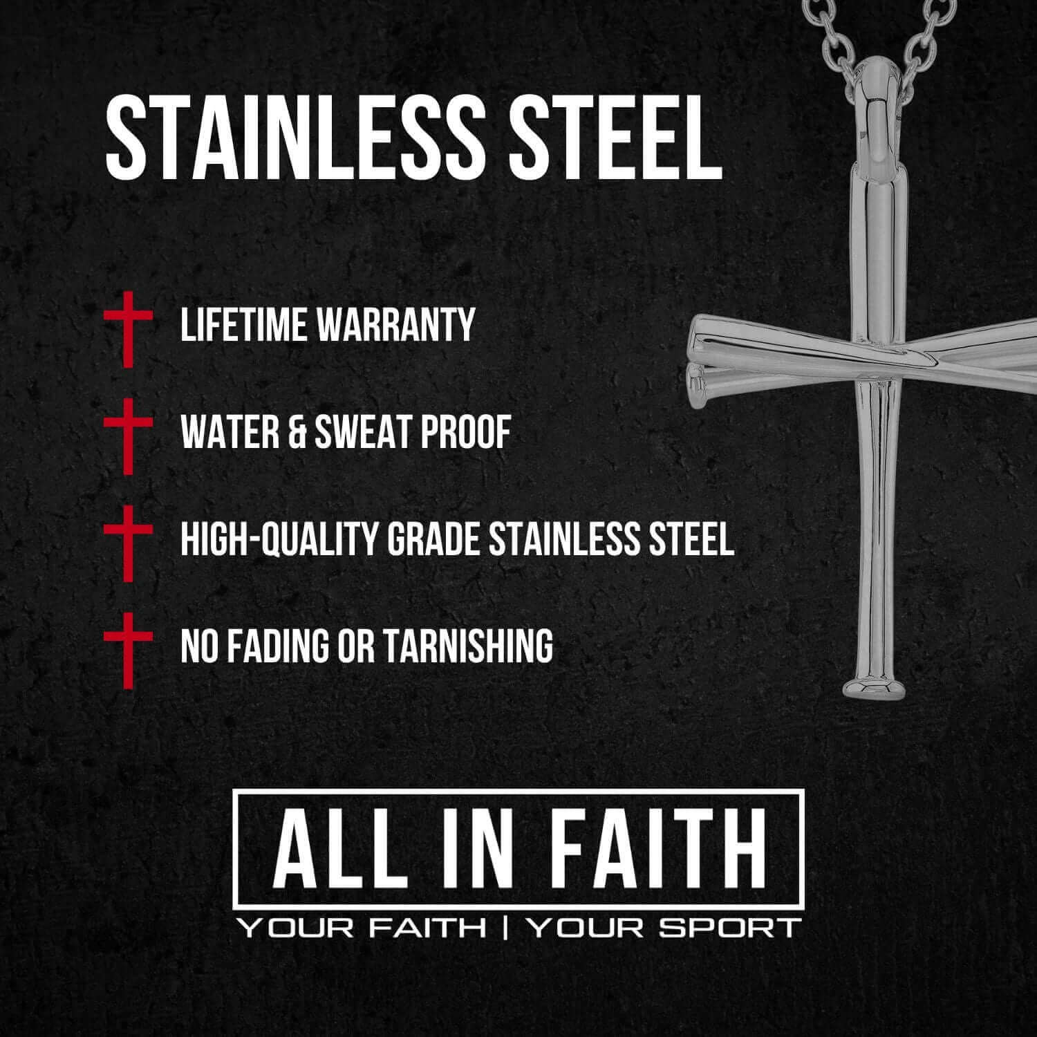 Baseball Home Plate Cross Necklace| Stainless Steel - Image 2