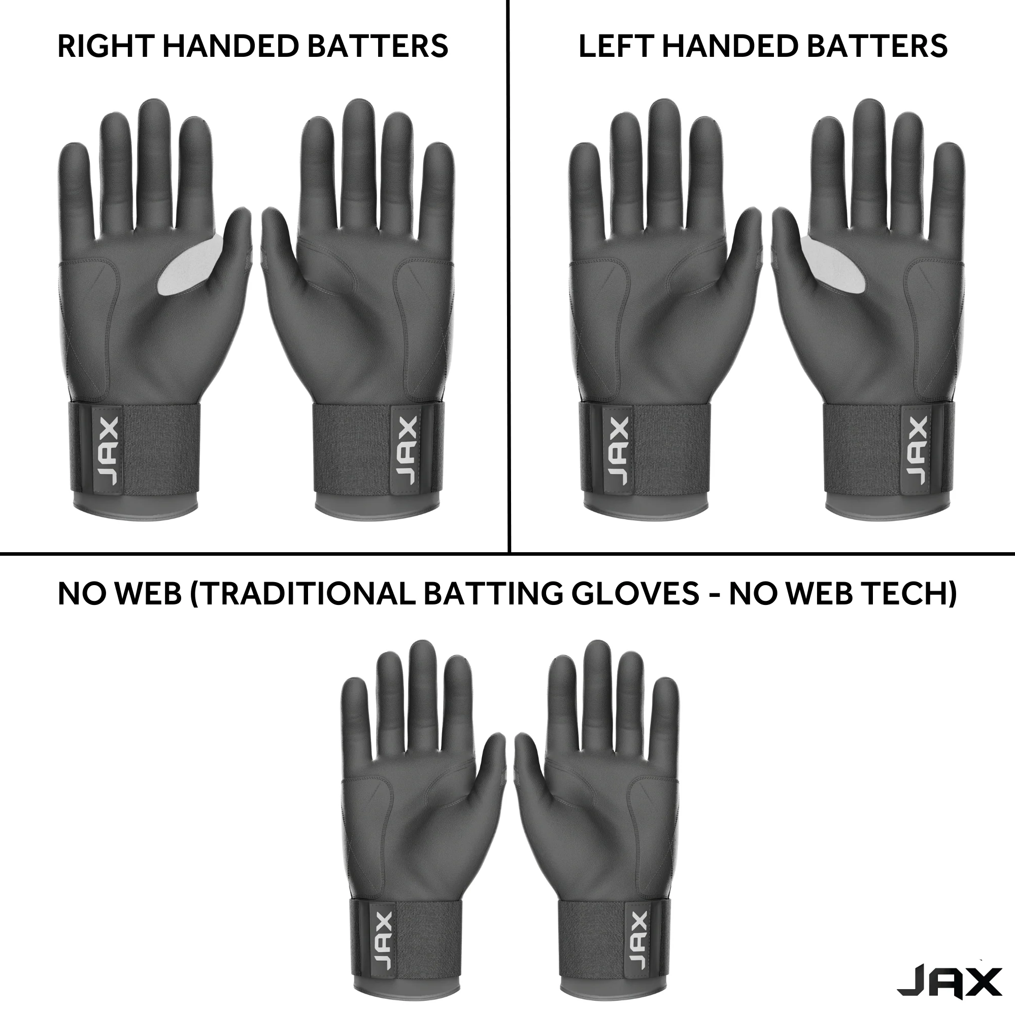 Jax Cool Grey Cuff Batting Gloves - Image 6