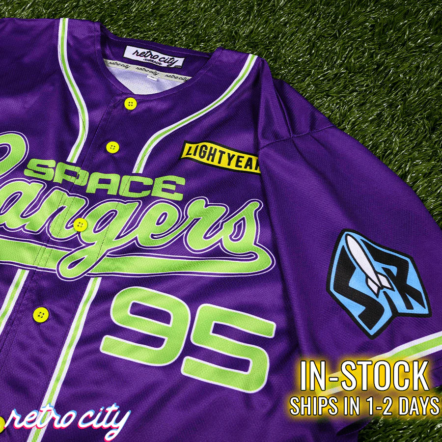 Space Rangers Full Button Baseball Jersey (Purple) - Image 7