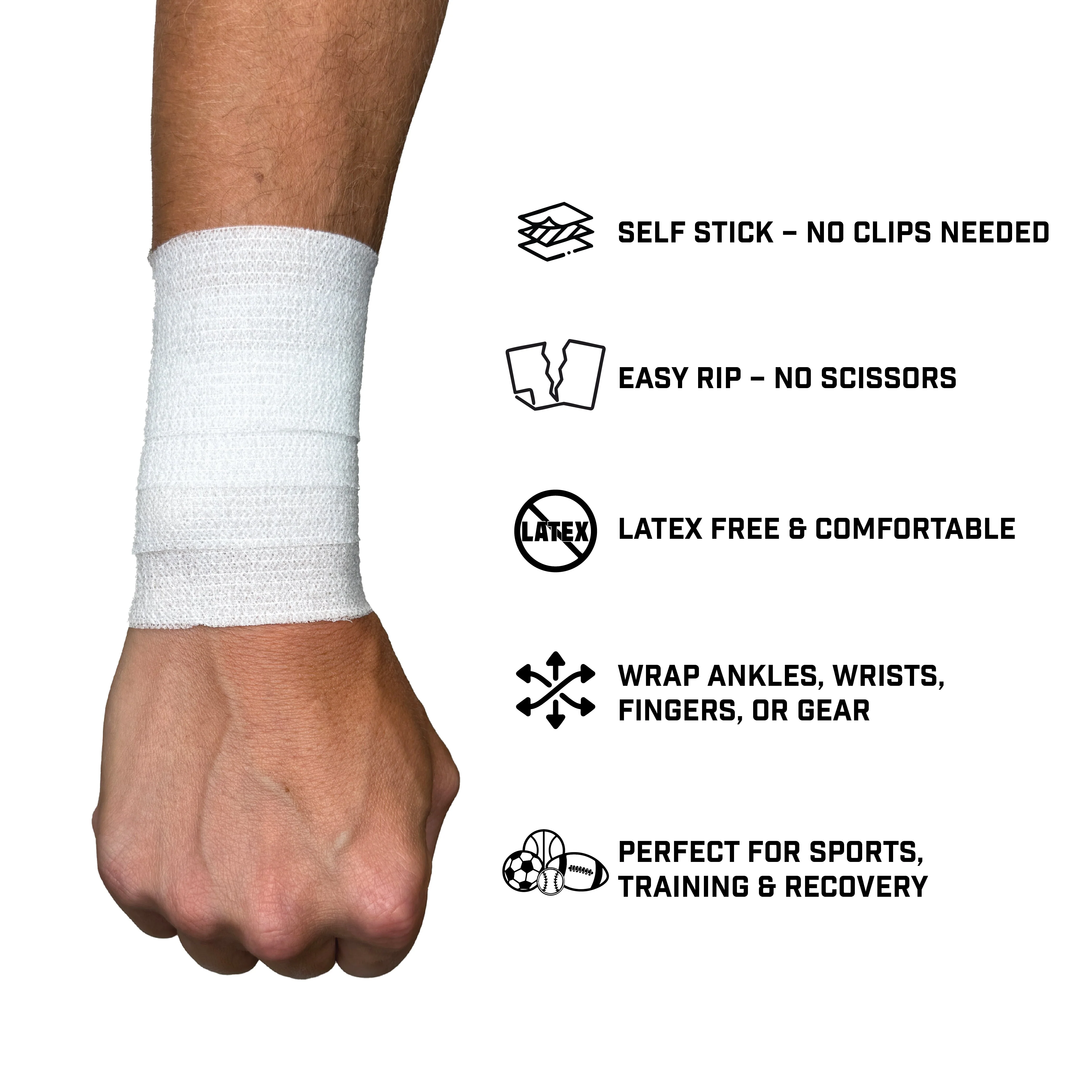 White Self Stick Athletic Tape - Image 2